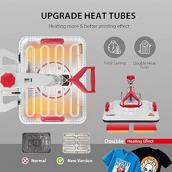 Heat Press, 5 in 1 29x38 cm/12x15 Inch Digital Shirt Press Machine, 360 Swing Away Multifunction Heat Transfer Sublimation Combo for T-Shirt Hat Cap Mug Plate Mouse Pad Pillow Canvas,White