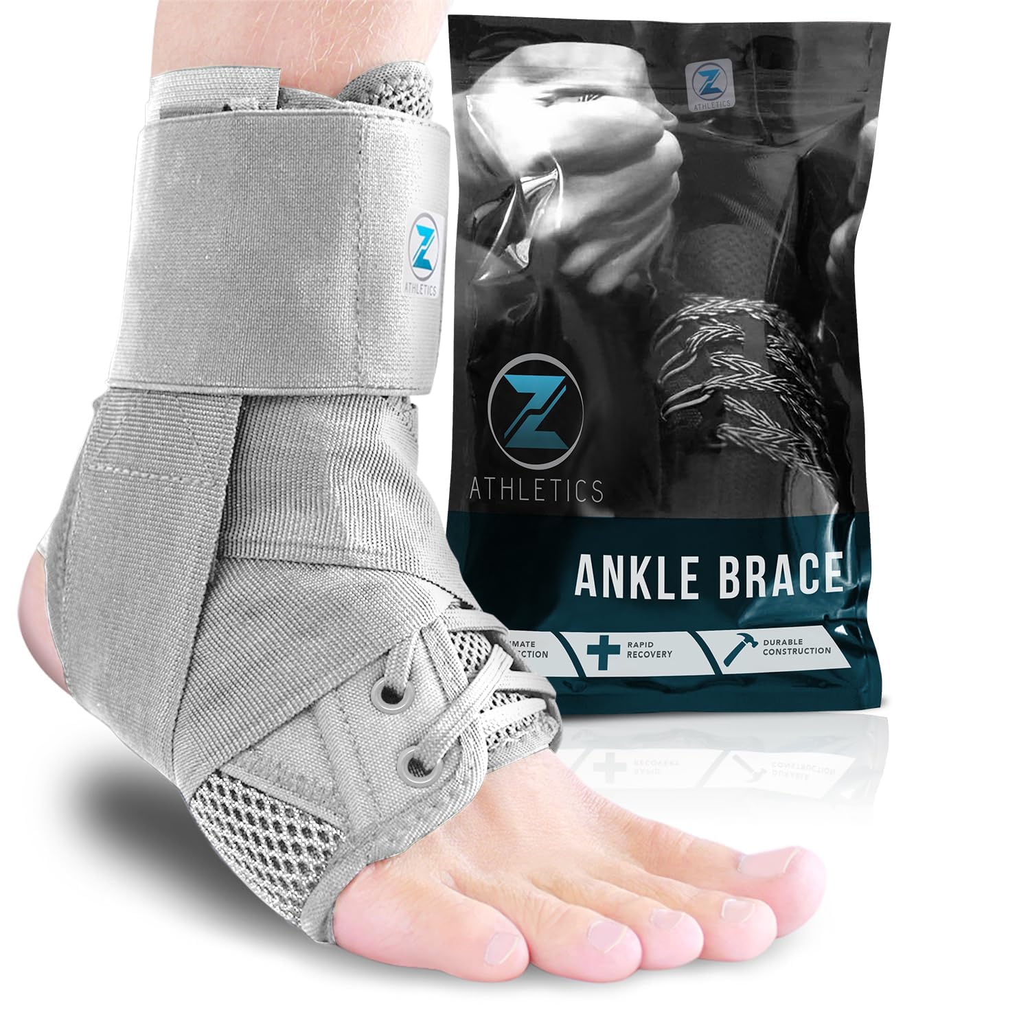 Z ATHLETICS Ankle Brace, Lace Up Adjustable Support – for Running, Basketball, Injury Recovery, Sprains! Ankle Support for Men, Women, and Youth
