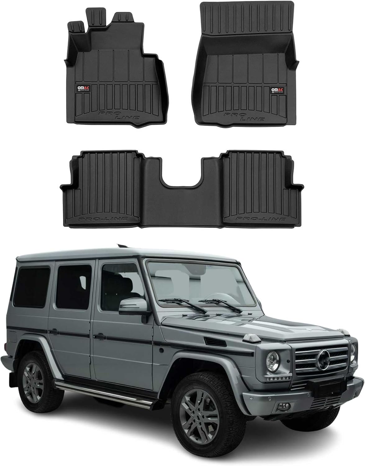 OMAC Premium Floor Mats for Mercedes G Class W463 1999-2018 Car Mats All Weather 3D Custom Fit Rubber Mat Waterproof Odorless TPE Floor Liners Laser Measured Non-Slip (Black)