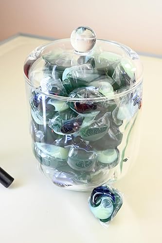 Miniatura 5 de Skywin Contenedor de acrílico para lavandería con tapa (transparente), contenedor de almacenamiento de cápsulas de lavandería para organización de