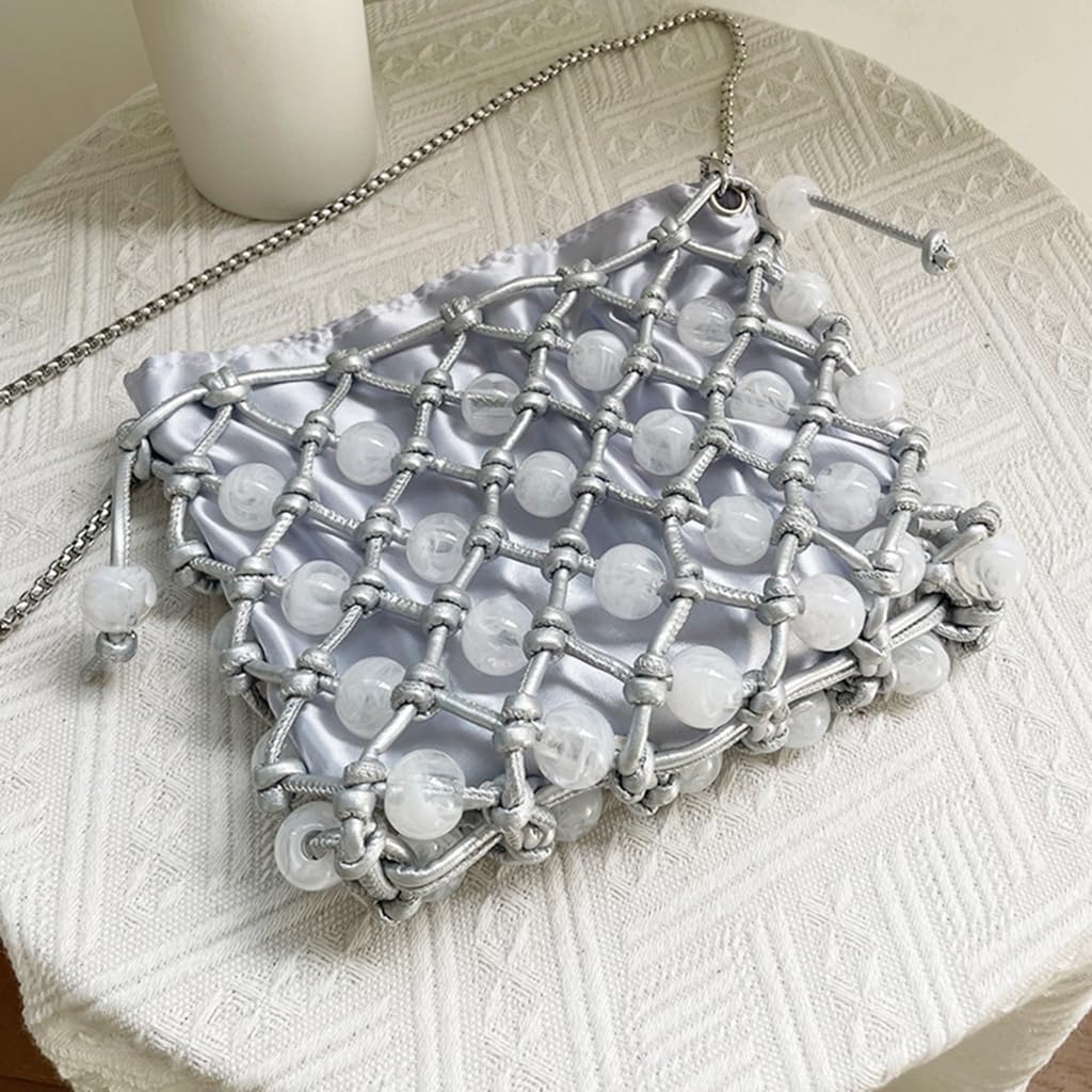 ユニークな魅力的な汎用ビーズショルダー財布のイブニングバッグを持つ女性のためのトレンディなPUパールズビーズクロスボディ