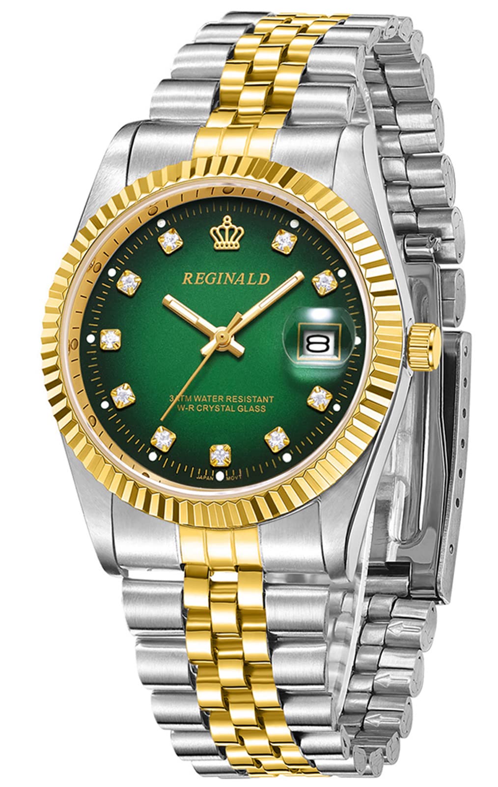 FANMIS Mens Luxury Business Waterproof Wristwatch Analog Two Tone Stainless Steel Date Quartz Watches, Green, Business Casual Fashion Sports (B0BZH33C2G) Amazon Price History, Amazon Price Tracker