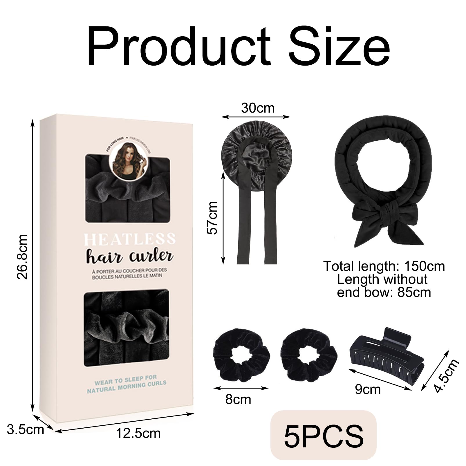 Heatless Curling Set,Velvet Hair Curler with Sleep Cap, DIY Hair Curling Band Styling Kit, Overnight Hair Rollers - Image 2