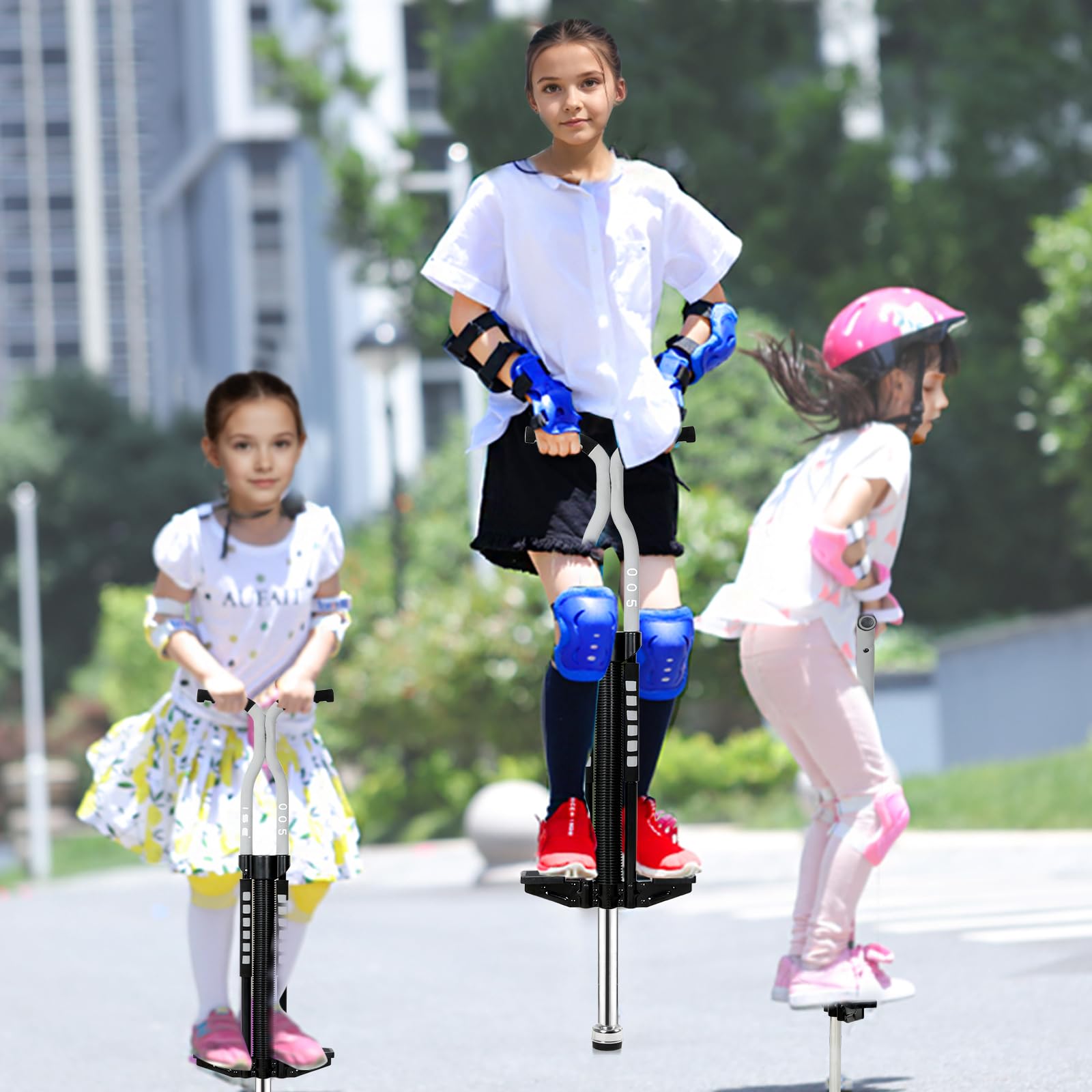 ISE Pogo Stick Bastón salador, Juguetes al Aire Libre, Entretenimiento para Padres y niños, Juegos Divertidos, Juegos de Aire Libre para niños