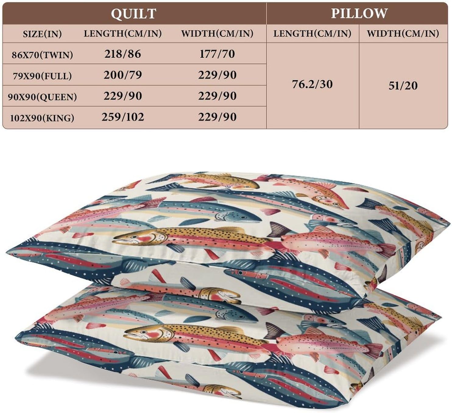 Delerain Comforter Cover Set King Size, Rainbow Trout 3-Piece Bedding Set for Women Men Modern Soft Microfiber Bedroom Set Room Decor, 1 Duvet Cover + 2 Pillowcases image 2