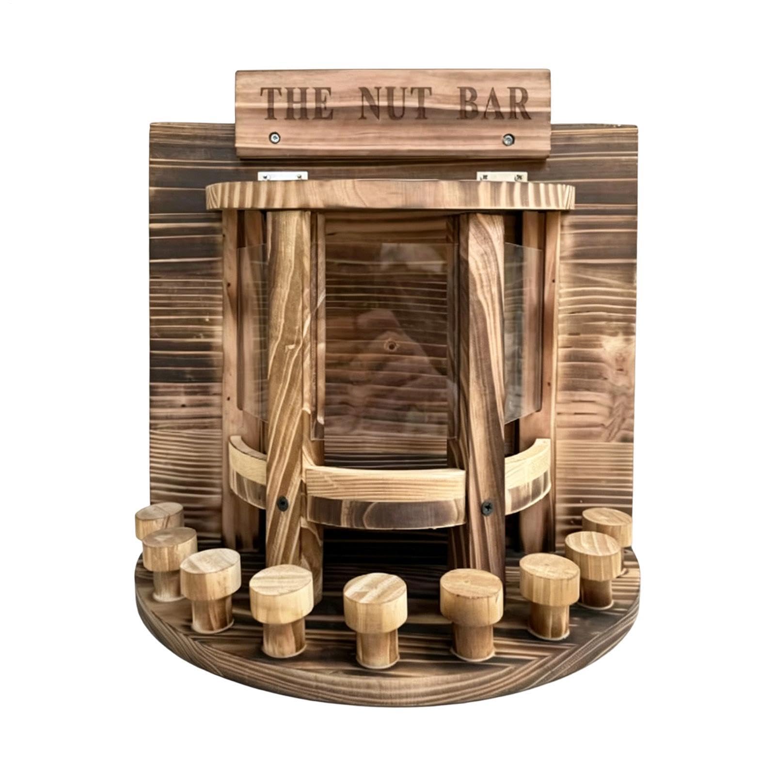 Mangiatoia per Scoiattoli con Pannello Frontale in Legno Divertente e | Mangiatoie da Scoiattoli da Esterno per Noci Granturco all'Aperto Giardino Terrazza Albero Retro Cortile
