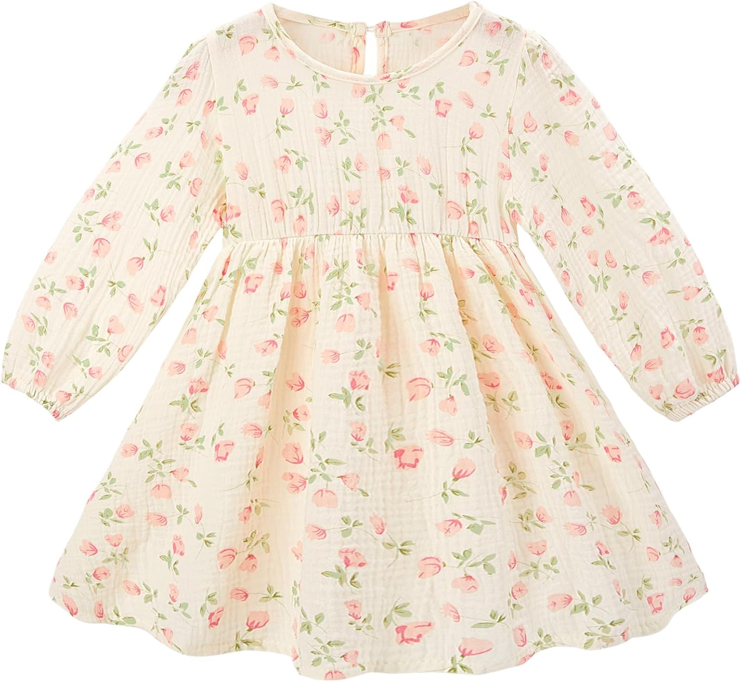 Beinou Toddler Fall Dress for Girls Long Sleeve Dress Baby Girls' Cotton Dresses Casual Spring Fall Outfits for Toddler