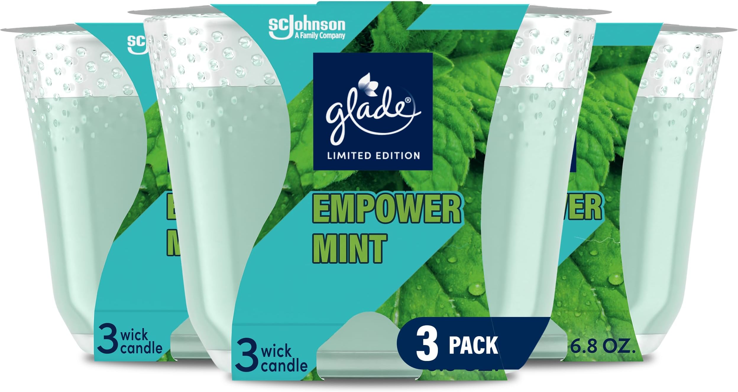 Glade Candle Empower Mint Fragrance Candle Infused with