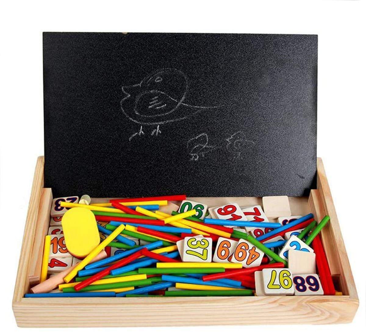 Brigamo2-in-1 Drawing Board & Calculation Board for Children with Clock, Calculation Aid and Shelf