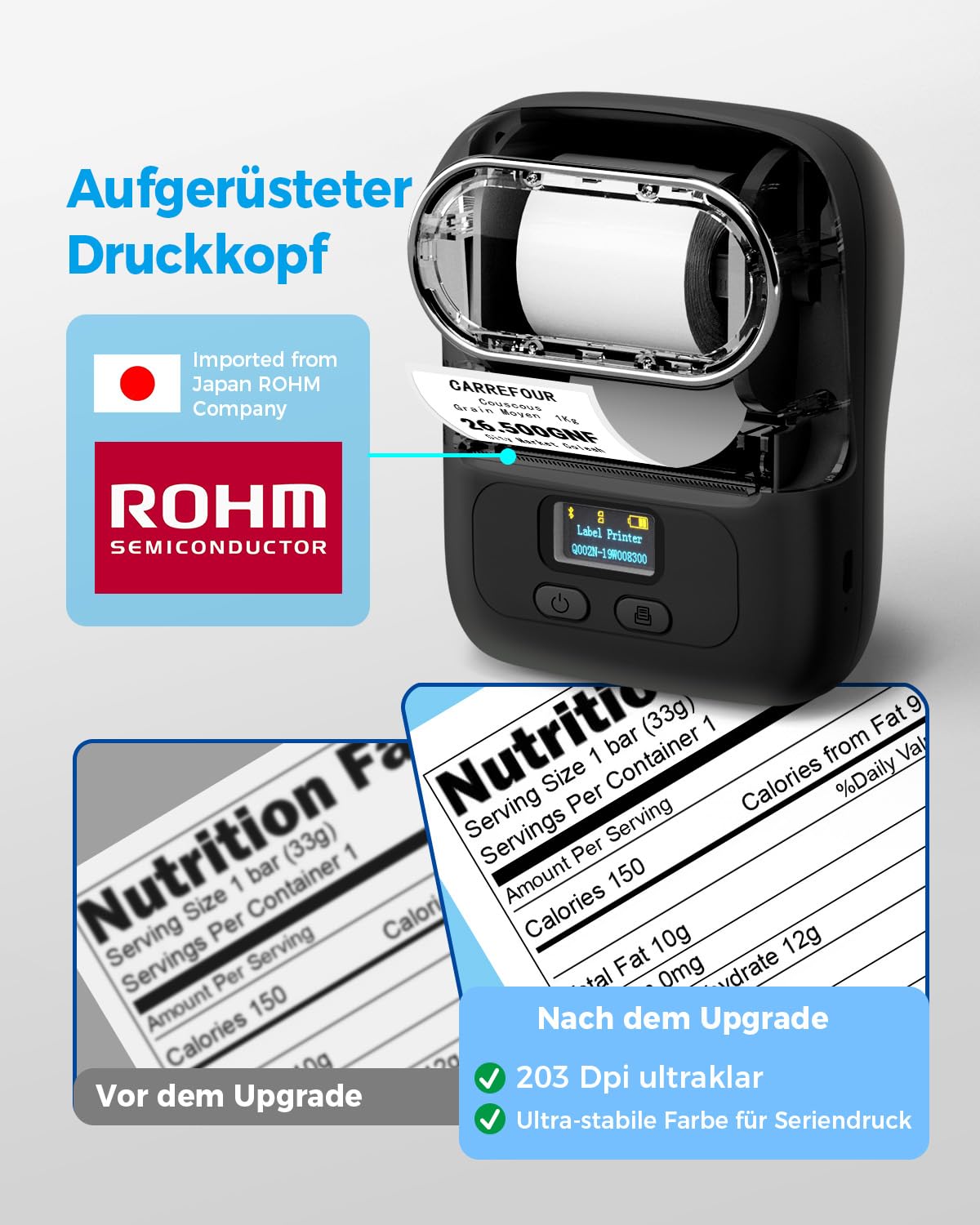 Phomemo M110 Etikettendrucker mit 3 Etikettenrollen, Beschriftungsgerät Selbstklebend für Telefon und PC, Bluetooth Etikettendrucker, Etikettiergerät für Zuhause, Büro und kleine Unternehmen