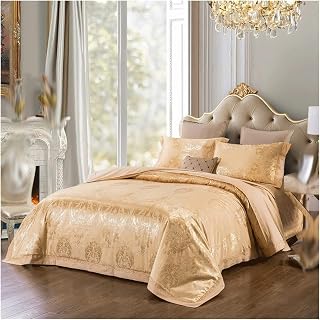 FGHOEV Jacquard Satin Duvet Cover 4-piece Quilted Cotton Bedspread Duvet Cover Pillowcase (Color : D, Size : 1.8 * 2.0m)