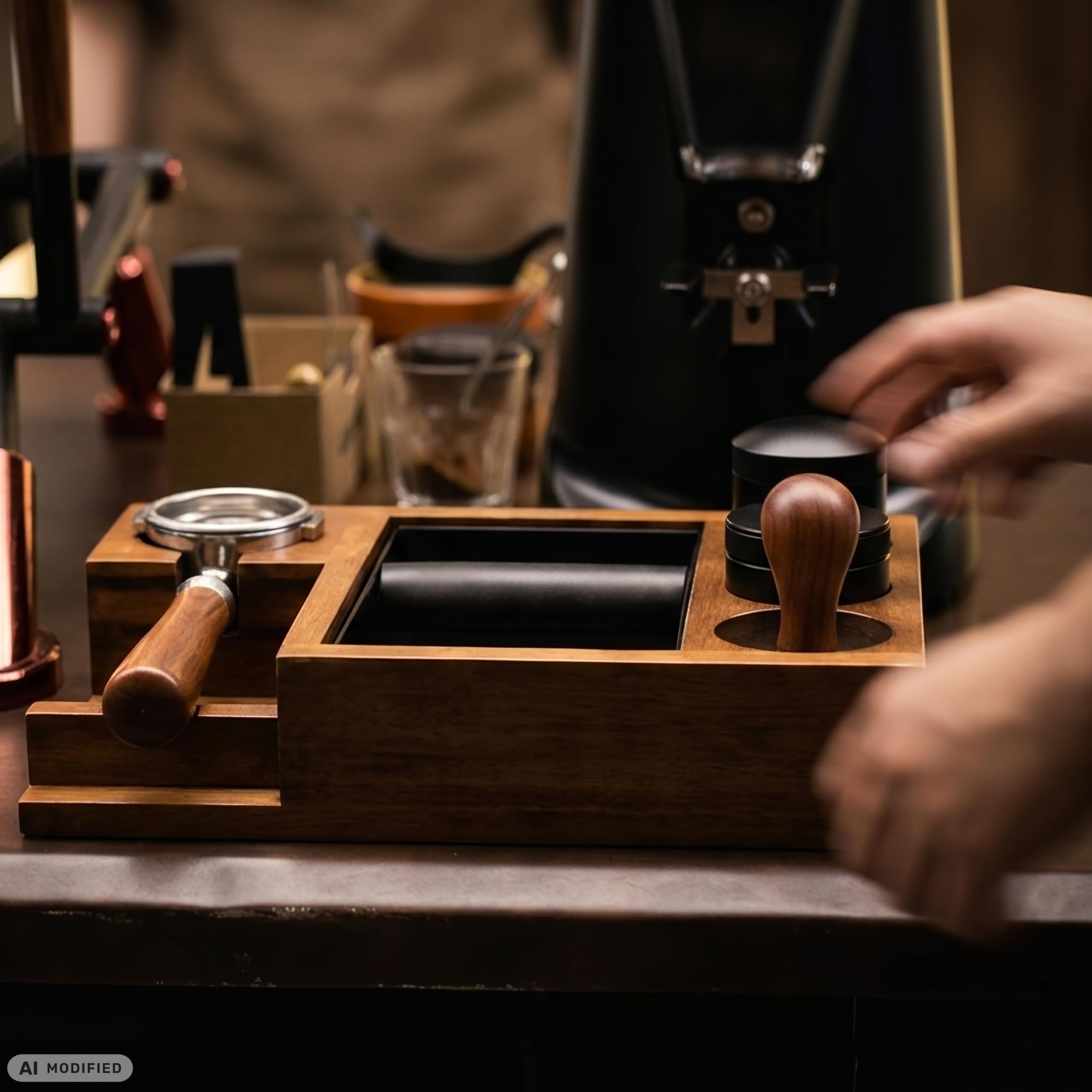 Espresso Tamper - Tamper con caja para tamiz (51-58,5 mm)