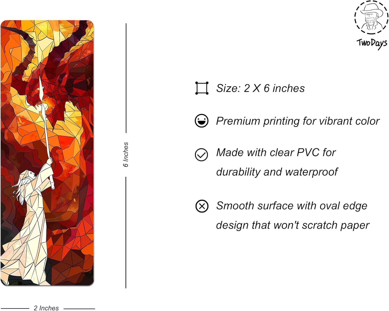 TwoDays Fantasy Stained Glass Transparent PVC Bookmarks - Magical Merch for Reading Women & Men, Unique Bookish Gifts for Book Lovers Booktok, Cool Book Accessories (Set of 3, 6'' x 2'') - Image 3