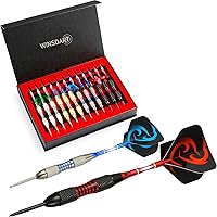 Vista 7 de Steel Tip Darts 12 Pack Set with Nonslip Iron Barrel Aluminum Dart Shafts and Flights Darts Sharpener an Gift Box