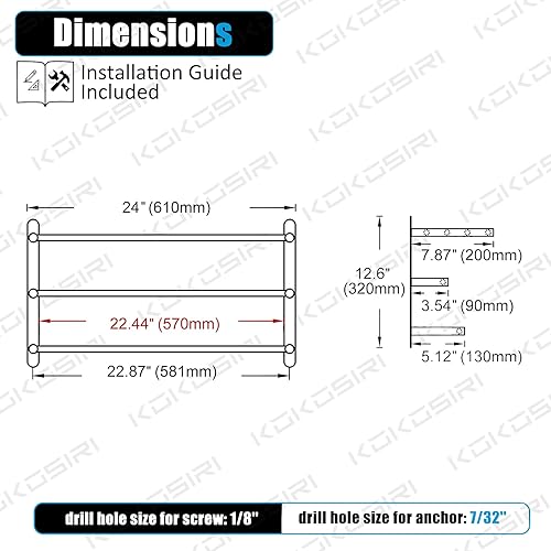 Miniatura 2 de KOKOSIRI Estante organizador de almacenamiento montado en la pared Toallero doble con estante Toallero de baño Toallero doble, cromo pulido, B5003CH