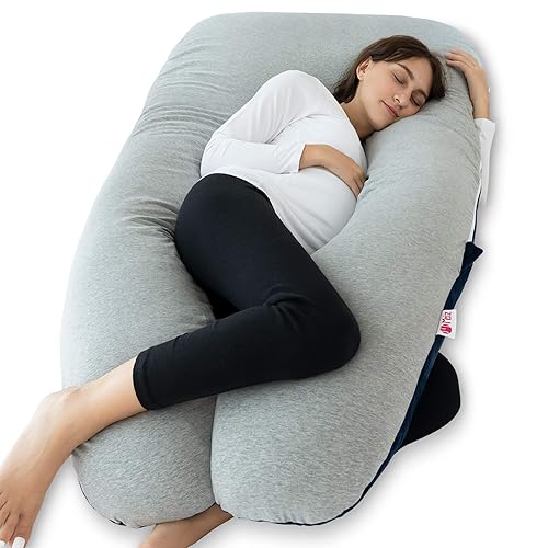 Meiz - Almohada de maternidad en forma de U con cremallera, funda extraíble