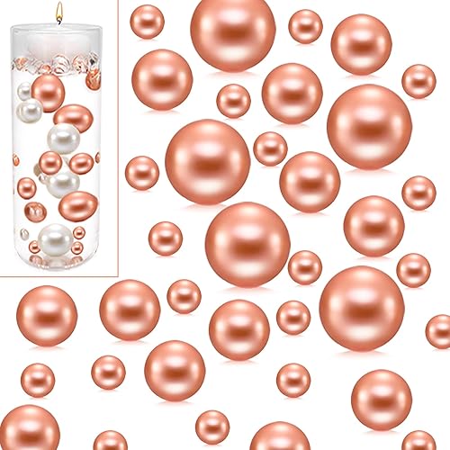 UDU 150 Pcs Pearl for Vase Filler No Hole Pearl Beads Faux Pearls Vase Centerpieces Beads Mixed Sizes Round Pearls for Vase Home Party Wedding Table