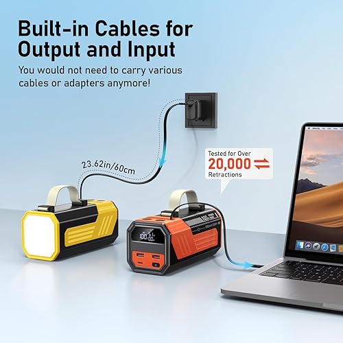 Miniatura 5 de Cargador portátil de 70.000 mAh con puertos USB-C de 100 W, cables integrados y retráctiles, entrada de 100 W, carga rápida para MacBook