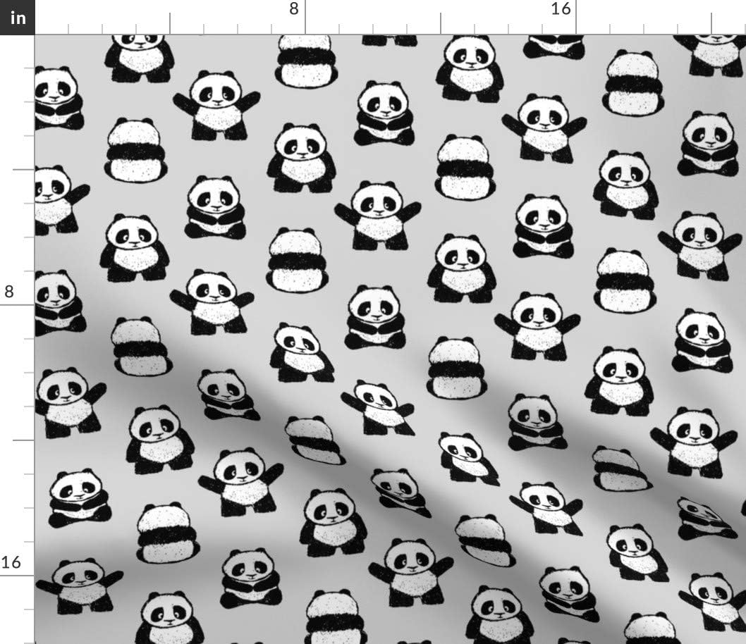 Spoonflower Fabric - Pandas Panda Black White Monochrome Cute Trendy Printed on Petal Signature Cotton Fabric Fat Quarter - Sewing Quilting Apparel Crafts Decor