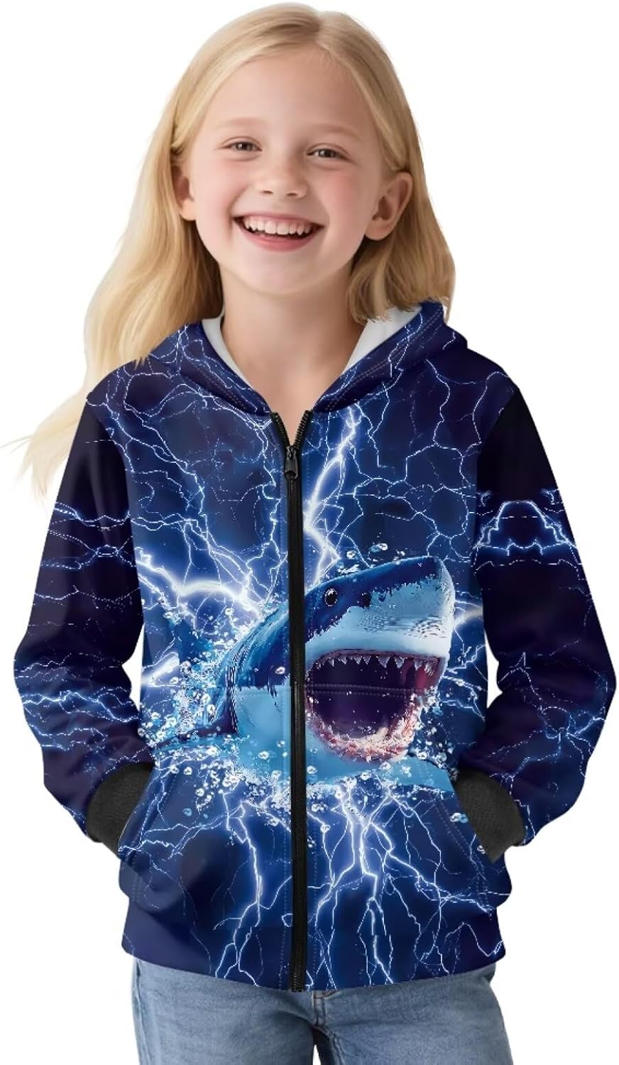 Teen Girl Hoodie Boys Zip Up Hoodie Fall Winter Hooded Sweatshirt Graphic Big Kids Jacket Coat Sportswear