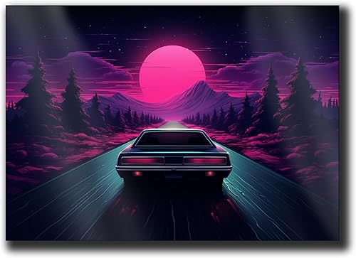Miniatura 1 de Unique Synthwave Style Retro Art, 80s style art, framed poster print, guest room art, cool living room art, Art Decor, Wall Art