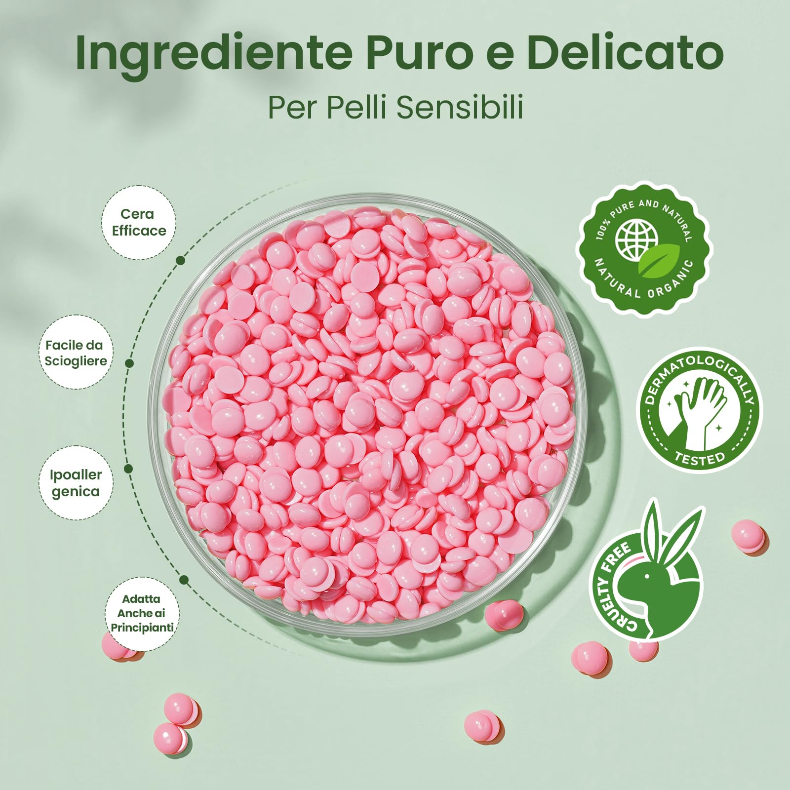 IFANZETECH Scaldacera Cera Brasiliana Kit: Scalda Cera per Ceretta Rimuovere Tutti Tipi di Peli, con 500g Ceretta Brasiliana, 30 Spatole, 1 Pentola Silicio, Depilazione per Uomo e Donna