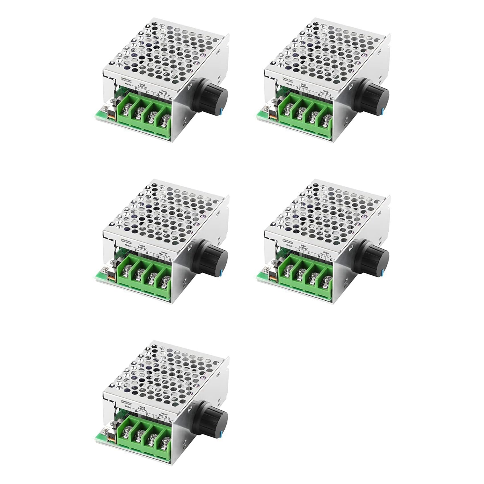 Jnchdghwa Black&Green 5X Dc Motor Speed Controller Pwm Controller, 7-70V 30A Adjustable Pwm Motor Speed Regulator 12V 24V 36V 48V
