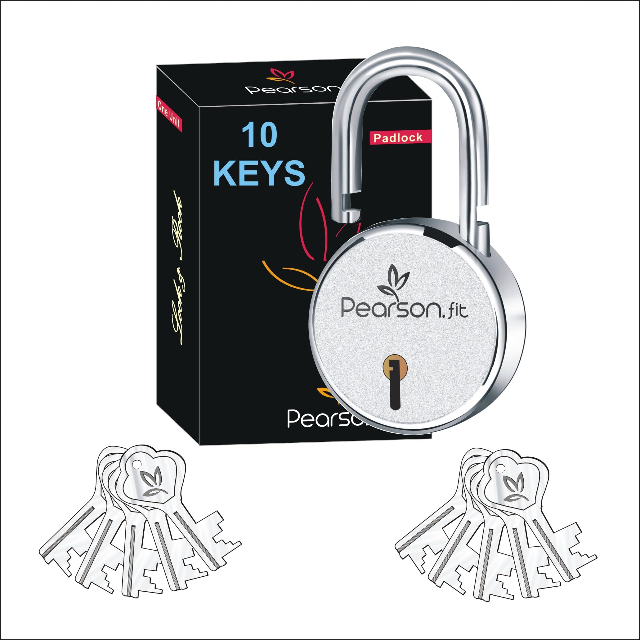 Pearson.fit 1 Lock with 10 Keys | Lock and Keys | Door Lock for Home | Round 65mm Padlock | Double Locking | 8 Levers | Heavy Duty Hardened Steel Padlock | for Rental Apartment Model PSD-M65-L1-K10 (B0CZ44L65X) Amazon Price History, Amazon Price Tracker