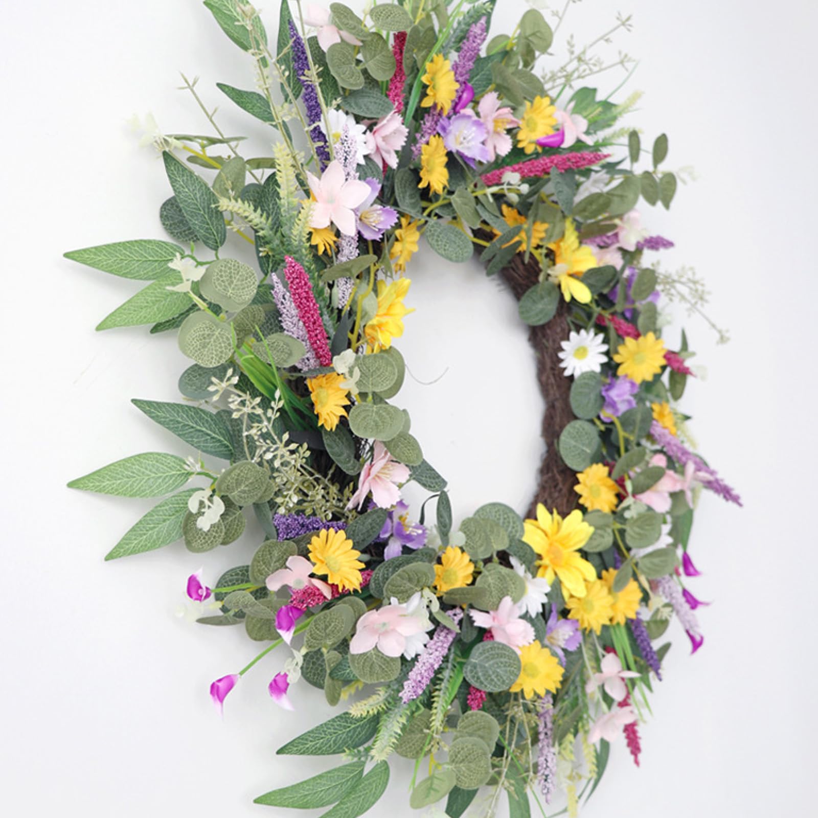 Ghirlanda di fiori artificiali da 58 cm, per interni ed esterni, fiori realistici, decorazione per matrimoni, San Valentino, fiori primaverili