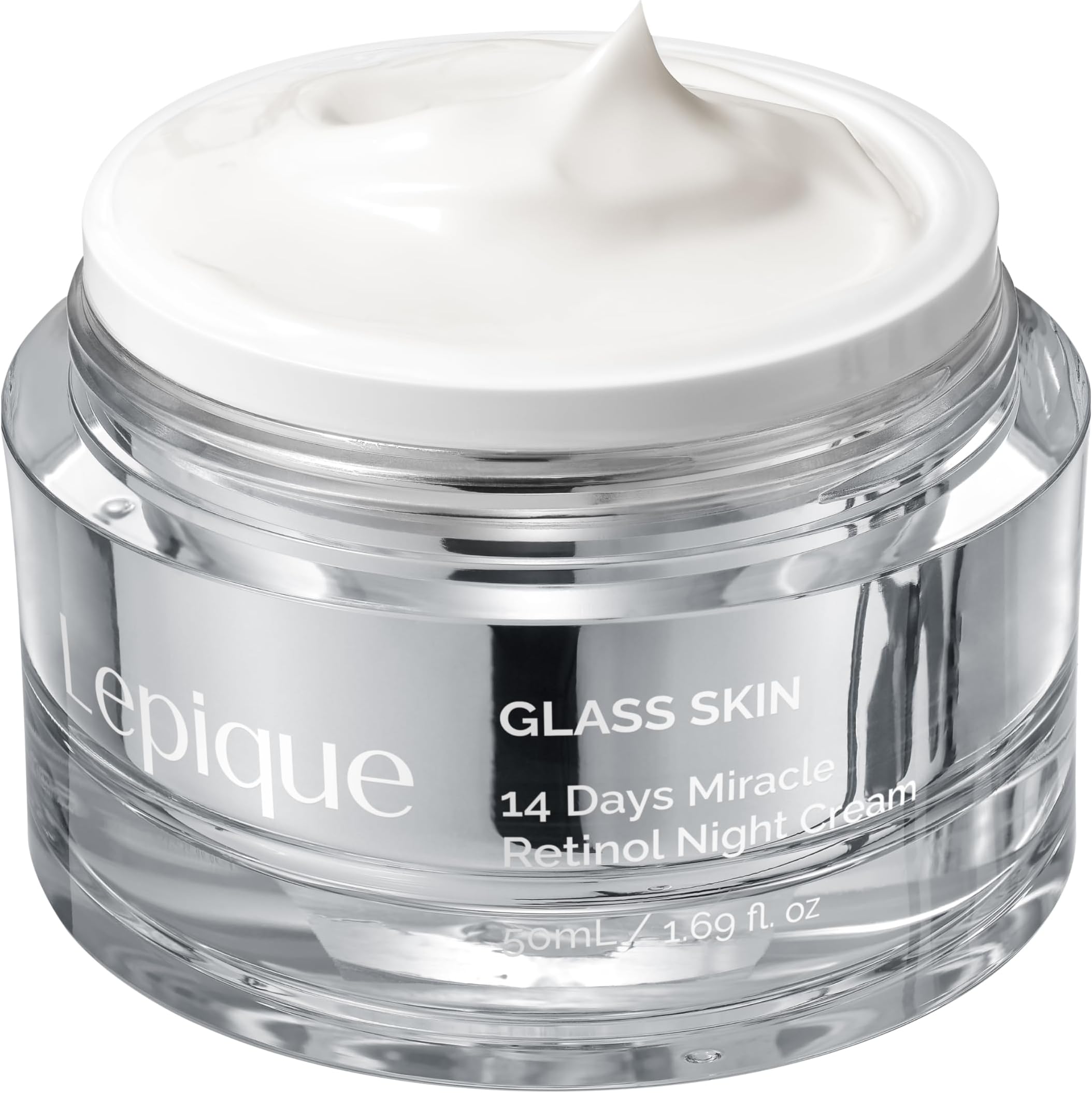 Lepique GLASS SKIN 14Days Miracle Retinol Night Cream 1.69oz - Korean Skincare Retinol Serum for Face and Neck - Collagen, Centella - Anti aging Skin Cream (1.69oz, Original) (50ml, original)