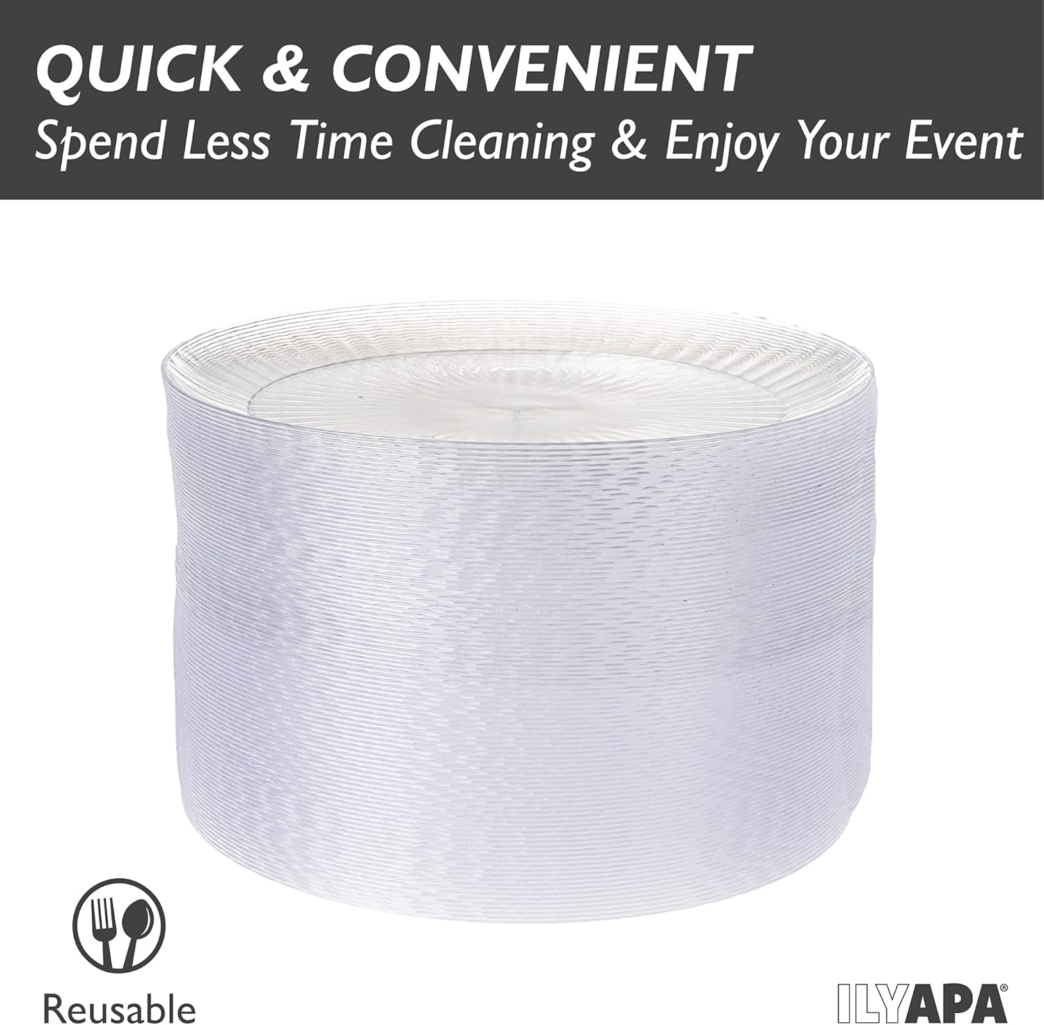 Ilyapa 100 Pack 7 Inch Disposable Dessert Plates, Plastic Clear Party Plate Sets for 100 Guests, Clear Appetizer and Cake Plates 7", Party & Dinner Accessories, Sunburst