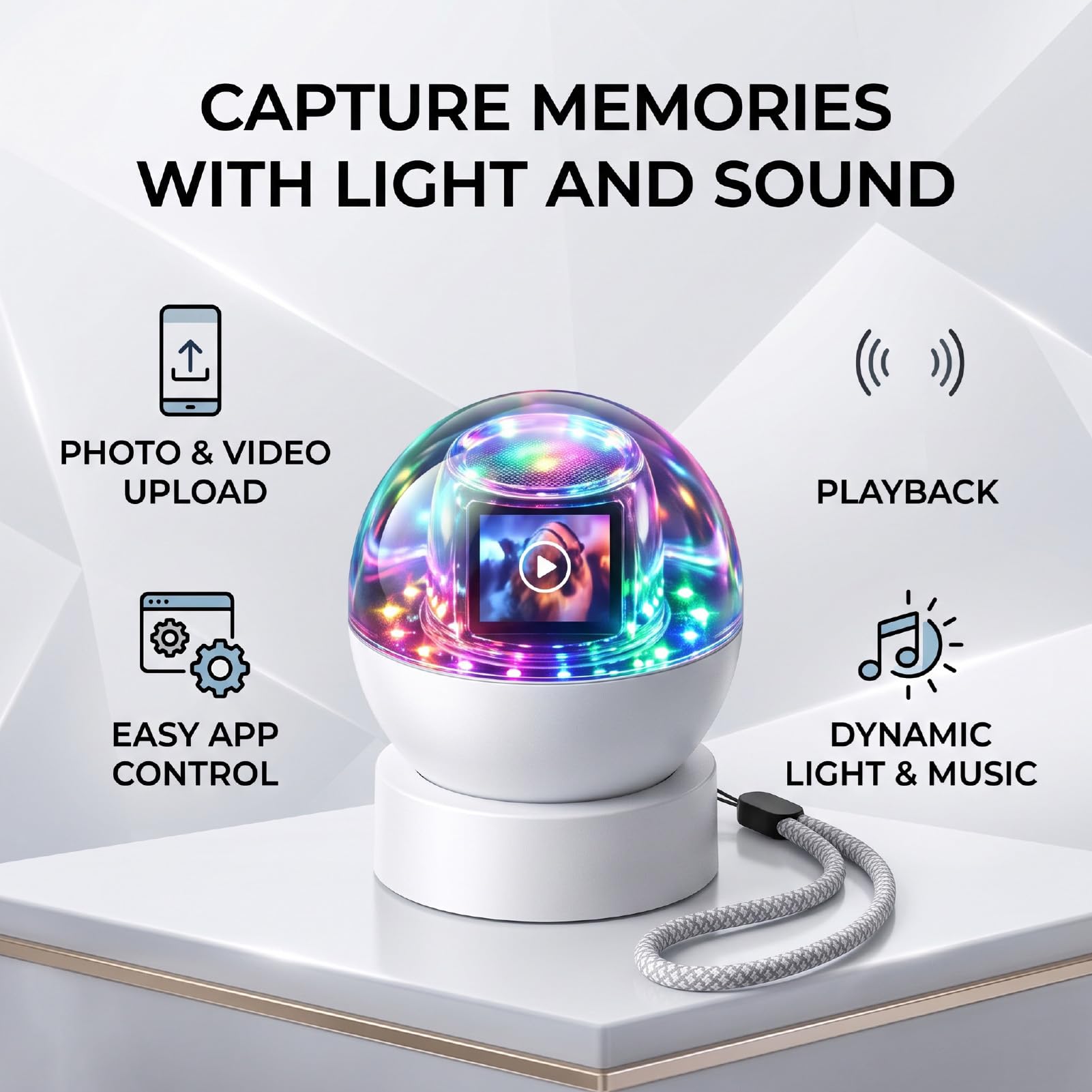 AMONIDA Boule Mémoire, Bluetooth 5.4, Haut-parleur 2 W, Batterie 800 MAh