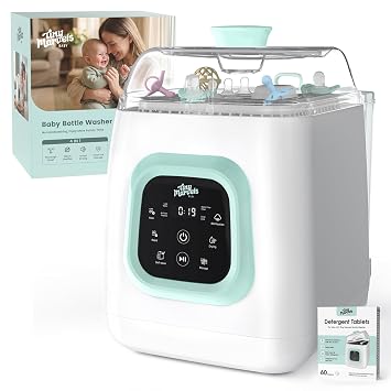 Tiny Marvels Baby Bottle Washer Pro, Bottle Washer & Sterilizer and Dryer, Upgraded Self-Cleaning Machine, 6-Bottle Capacity & Built-in Water Softener, 4-in-1 Sanitizer for Bottles Breast Pump Parts