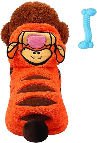 AIHANCH Disfraz de tigre para perro, ropa de terciopelo suave para perro, sudadera con capucha para perro, divertido disfraz de Halloween para