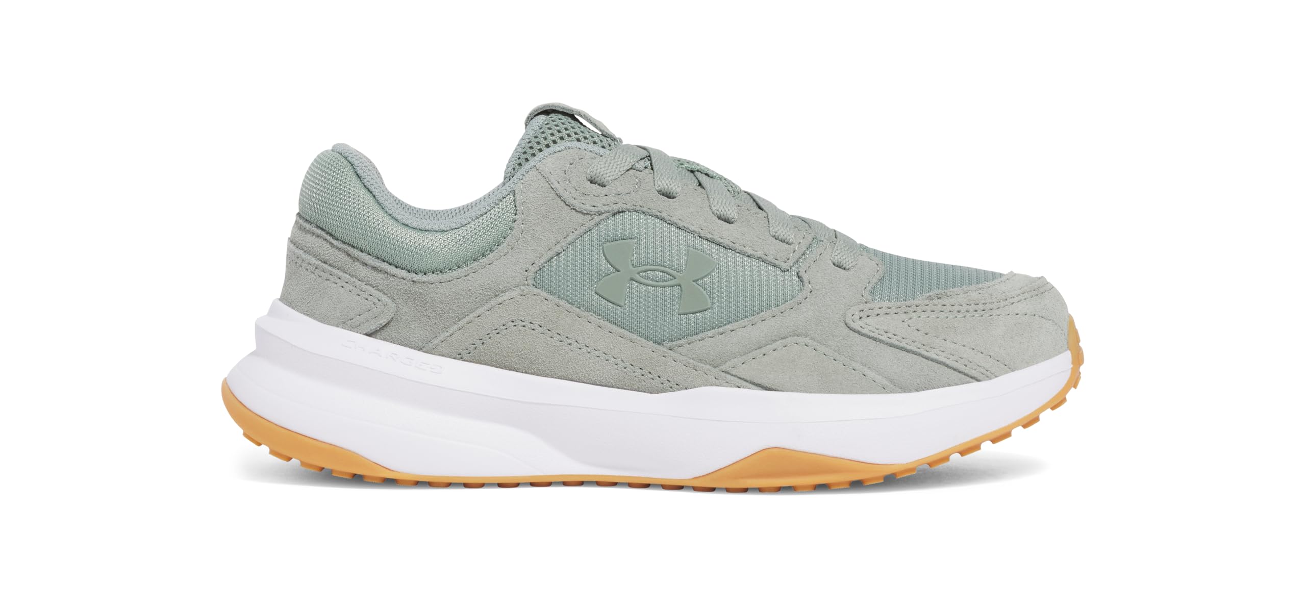 Under Armour Women's Edge Suede Sneaker, Silica Green/White/Silica Green, 7.5