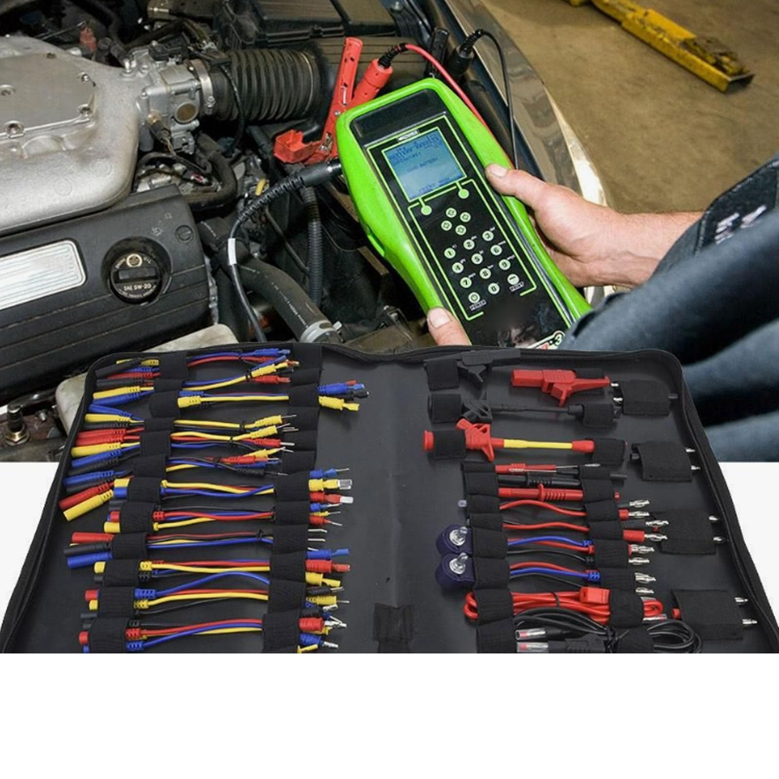 Kit de Cables de Prueba de Multímetro Automotriz de 92 Piezas, Herramienta de Diagnóstico Profesional con Clips, Sondas de Enchufe Tipo Banana, para Pruebas de Circuitos