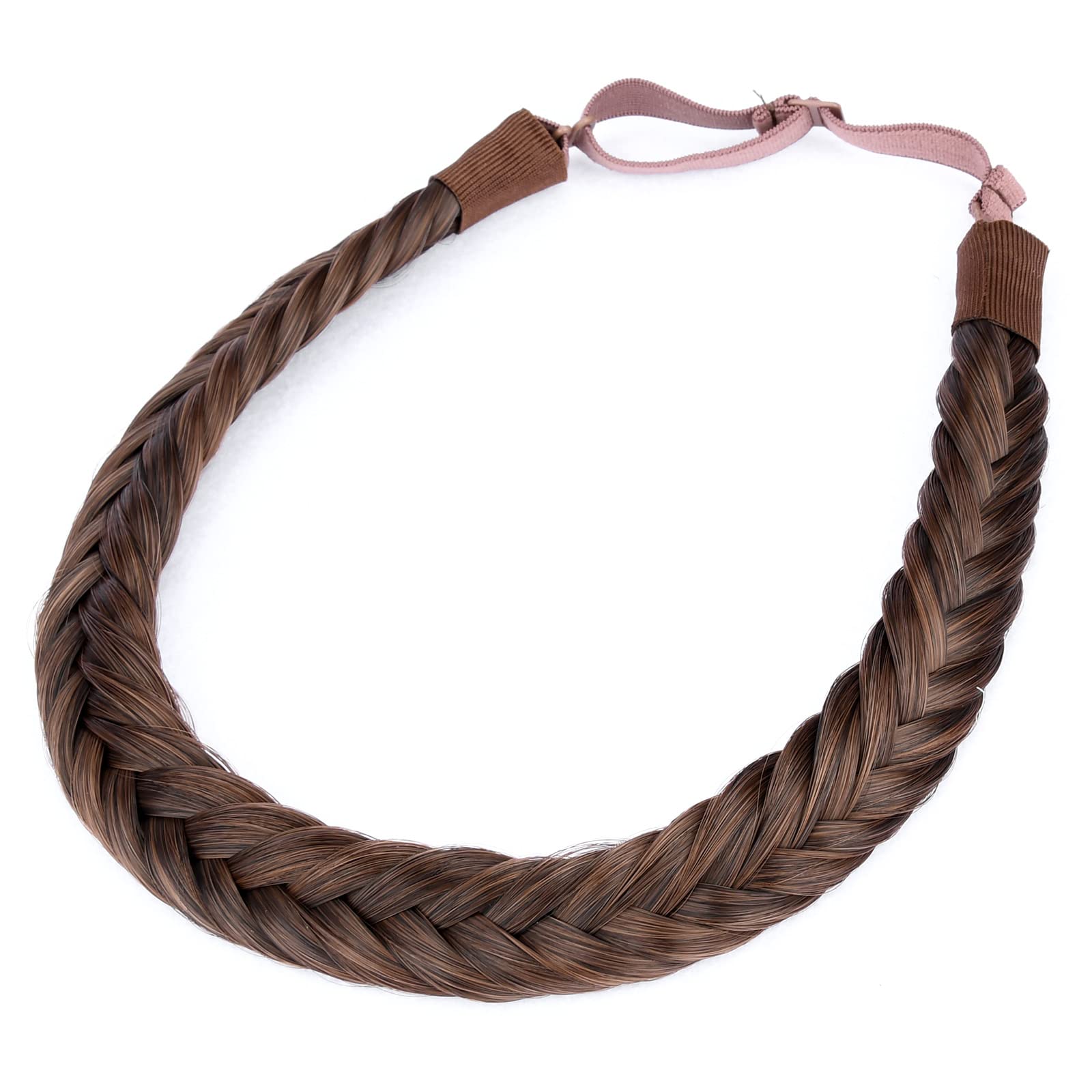 Wide Synthetic Hair Braided Headband Fishtail Elastic Hairpiece for Women Amazon.com : DIGUAN 4 strands Fishtail Synthetic Hair  main image 2