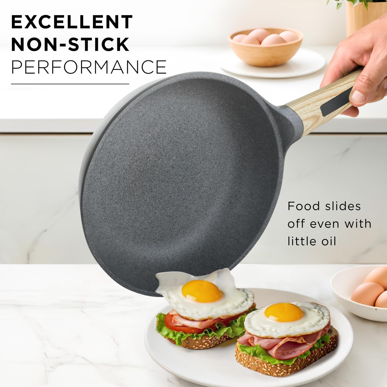 12-pcs cookware set Nonstick, Induction pots and pans, Aluminum pans for cooking with glass lids, kitchen tool and pan protectors, PFOA-free (12 piece)