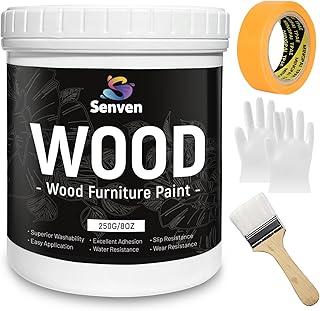 Matte Finish Furniture Black Paints 8 Oz Wood Paint for Cabinets, Doors, Tables, and Dressers Acrylic Paint, Black Enamel Refinishing Low Odor, Non-Toxic