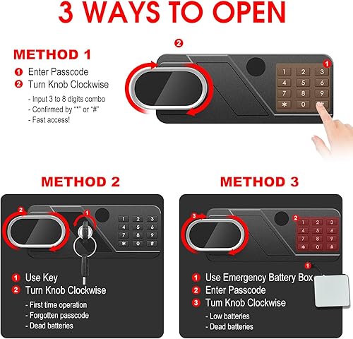 Miniatura 6 de Caja fuerte grande de 5.0 pies cúbicos para uso doméstico, a prueba de fuego y agua, caja de seguridad digital antirrobo con teclado programable y