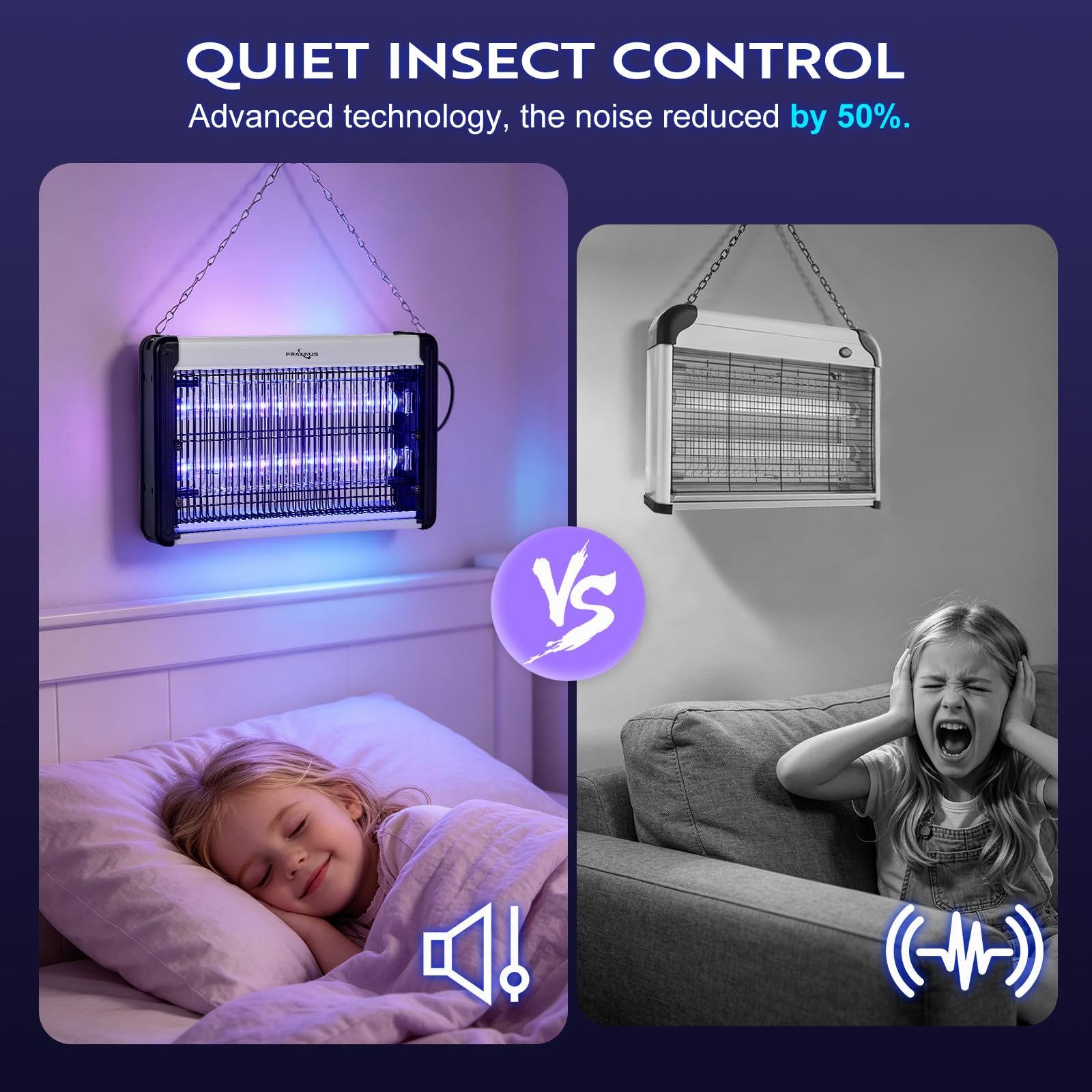 FRAXINUS Elektryczna łapka na owady LED, wewnętrzna łapka na muchy, elektroniczna komary ćma komar mucha owocowa komara lampa do zabijania owadów pułapka na muchy. (1,5 m Kabel)