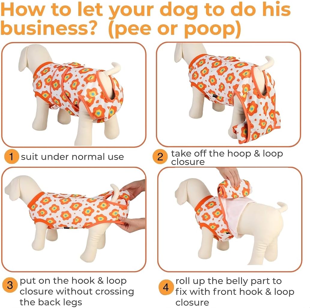 Soft Dog Surgery Recovery Suit for Female/Male Spay/Neuter, Bandana Set Included, E-Collar Cone Alternative, Large Dogs Onesie Full Body Surgical Suits After Spayed Neutered, Medical Pet Bodysuit, L