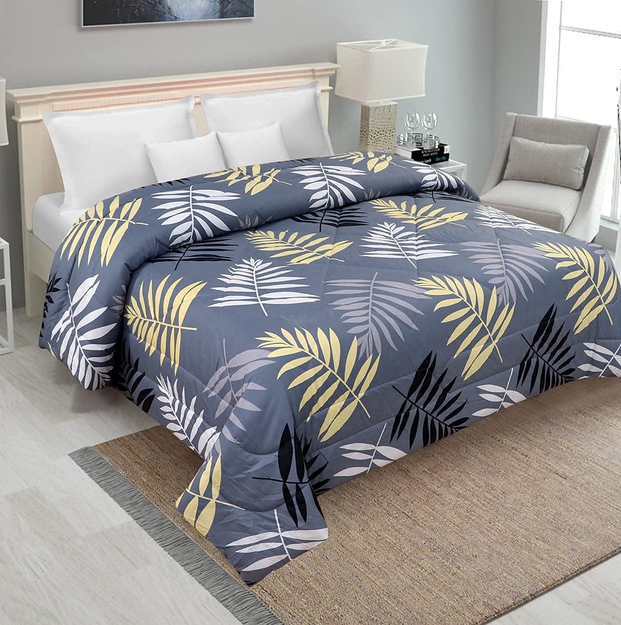 IVAZA King Size Twill Cotton Double Bedsheet || 300 TC Premium Collection Design Print Bedsheet with 2 Pillow Covers Thunder