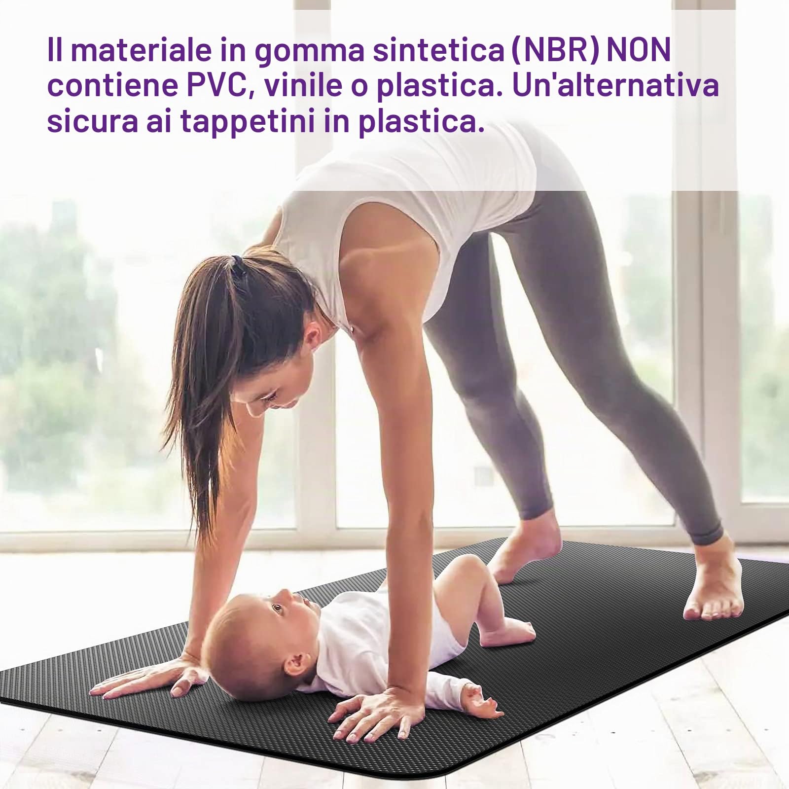 Tappetino per tapis roulant, tappetino protettivo resistente per cyclette, spin bike, attrezzature per il fitness, 180 cm x 75 cm, nero
