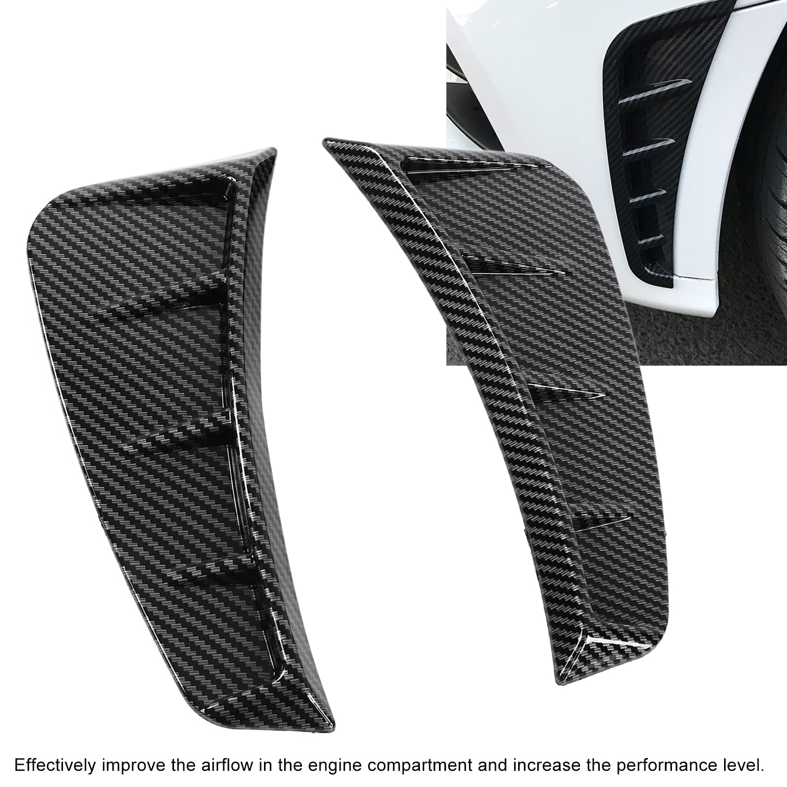 Copertura del rivestimento della presa d'aria del parafango dell'auto, coppia di rivestimento della presa d'aria laterale del paraurti anteriore Decorazione universale in stile esterno in fibra di car