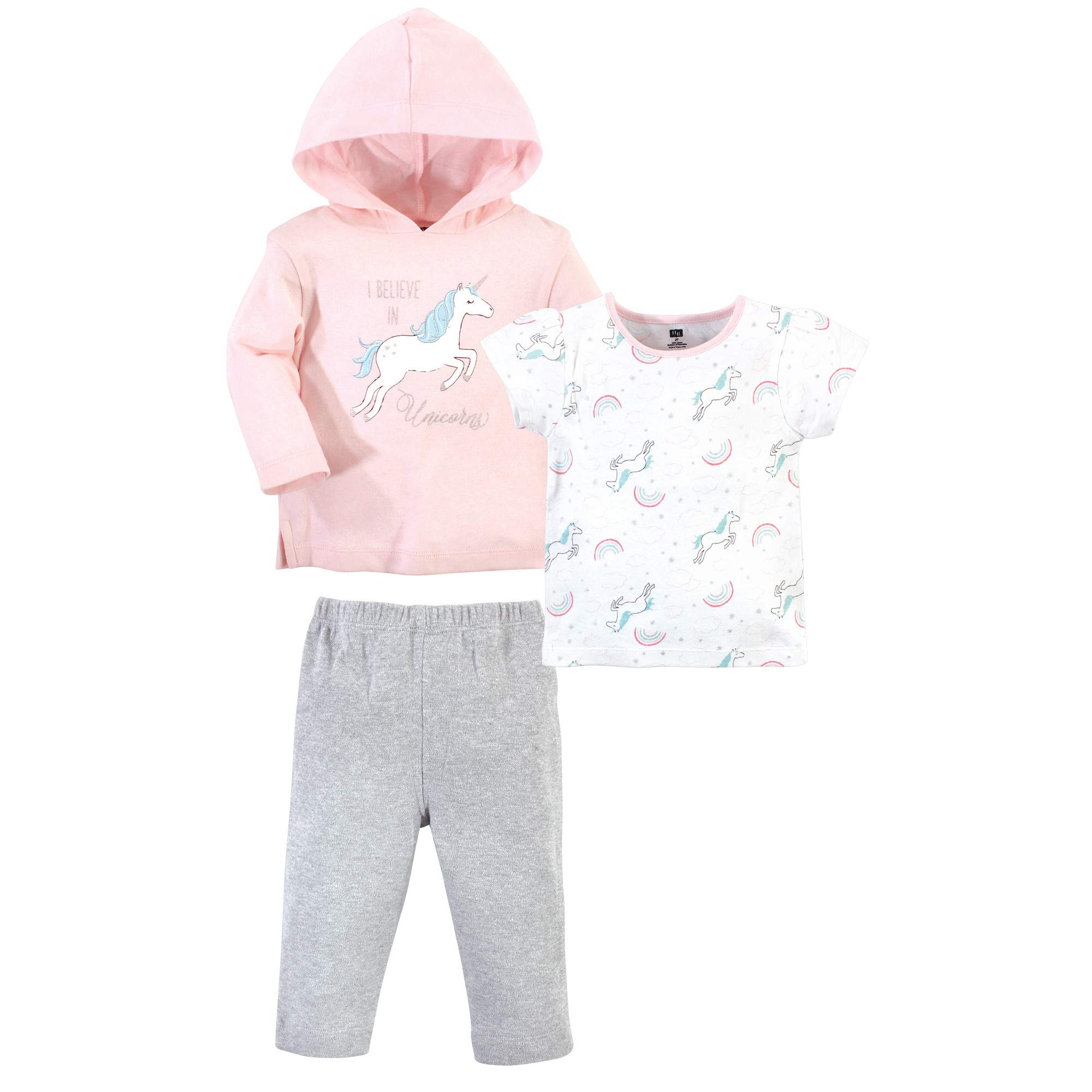 hudson baby Niemowlęca/dziecięca bluza dresowa Uniseks - niemowlęta Hoodie, Tee Top and Pant, Glitter Unicorn
