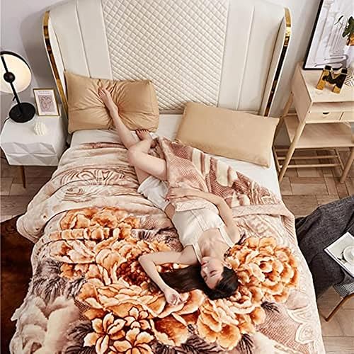 Miniatura 3 de Manta cálida de invierno de visón coreano, tamaño matrimonial, 71 x 87 pulgadas, 6.6 libras, manta Raschel reversible de dos capas, felpa suave y