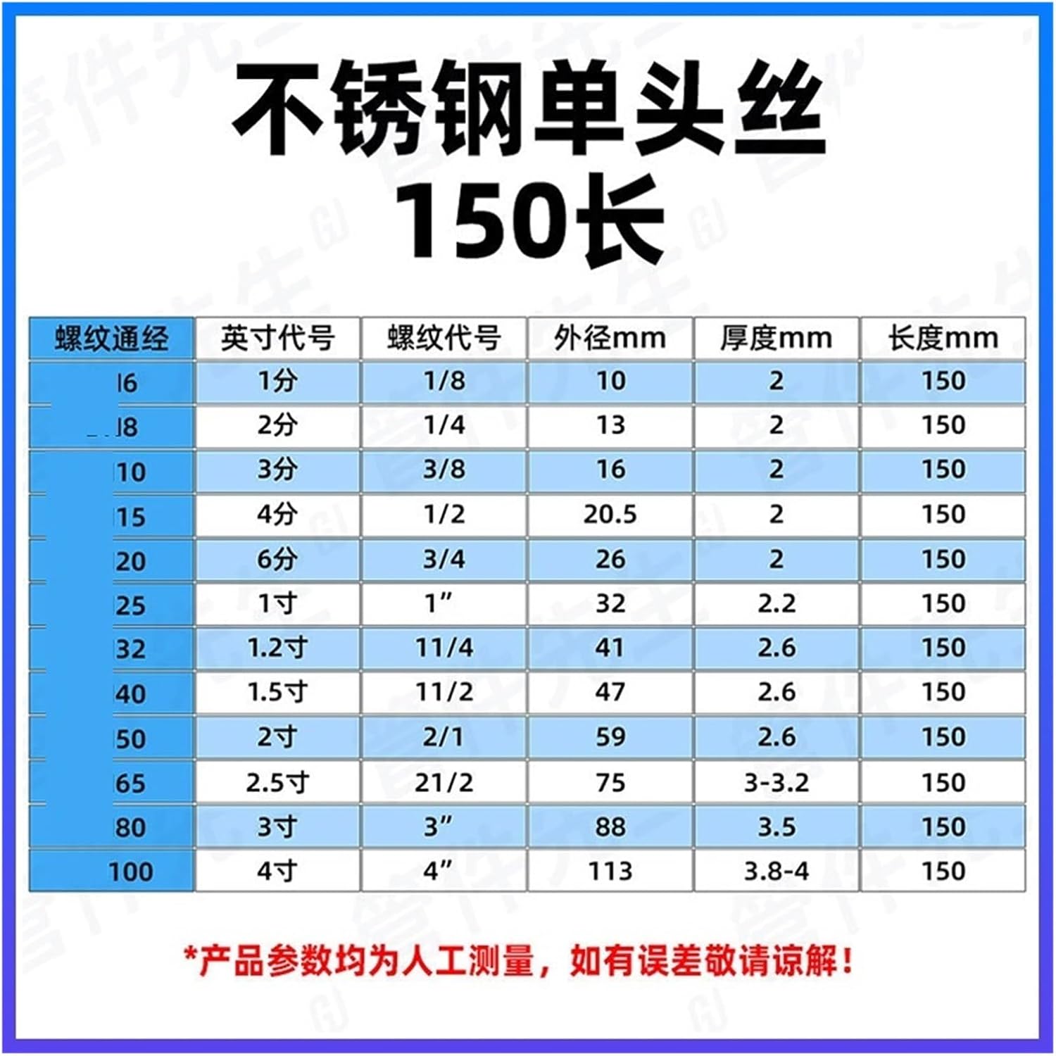 304ステンレススチールシングルワイヤー150mm延長ラウンドパイプ外部スレッド外部ワイヤー水パイプダイレクトジョイント4ポイント6
