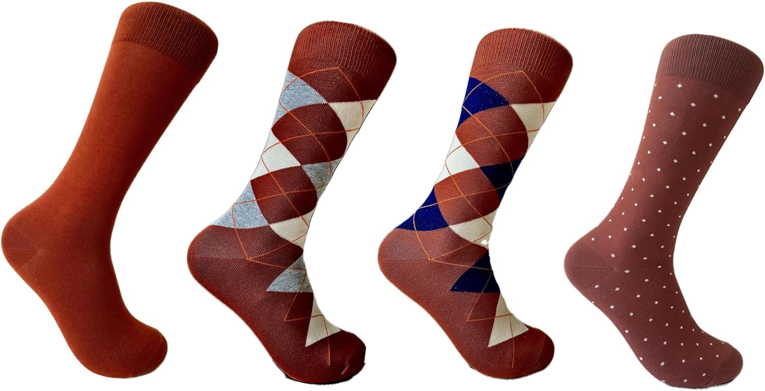 Triple M Plus Burnt-Orange Mens dress-socks 8-13
