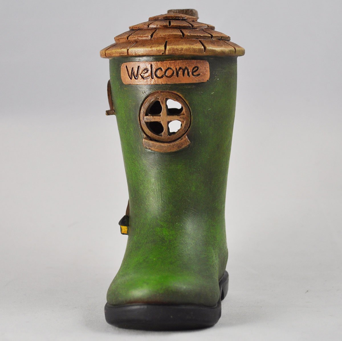 Prezents.com Fairy Garden UK Wellington Boot House Mystical Garden Indoor Elf Pixie Home H12cm, Green - Image 2